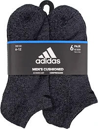 adidas Men's Large Athletic No-Show Socks 6 Pack