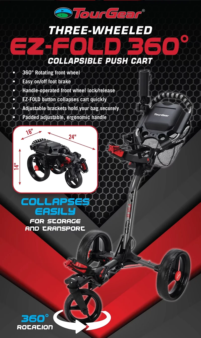 Tour Gear 3-Wheel 360-Degree Cart