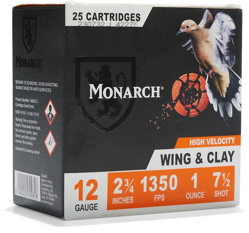Monarch Wing & Clay 12 Gauge 1 oz Shotshells - 25 Rounds