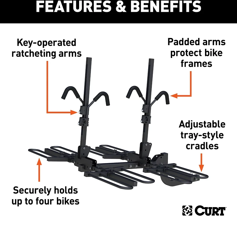 CURT Tray-Style Hitch-Mounted 4-Bike Rack