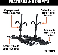 CURT Tray-Style Hitch-Mounted 4-Bike Rack