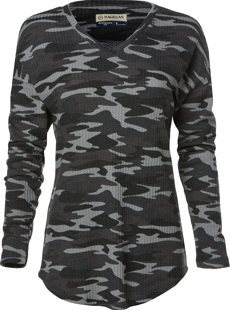 Magellan Outdoors Women's Happy Camper Waffle Camo Long Sleeve Shirt