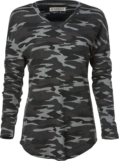 Magellan Outdoors Women's Happy Camper Waffle Camo Long Sleeve Shirt