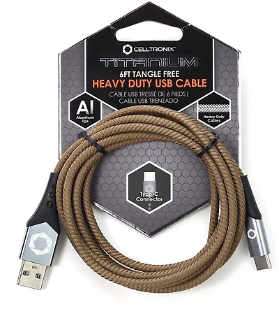 Celltronix Titanium Type C 6 ft Braided Cable