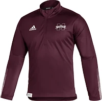 adidas Men's Mississippi State University Sideline Prime 21 1/4 Zip Long Sleeve Knit Pullover