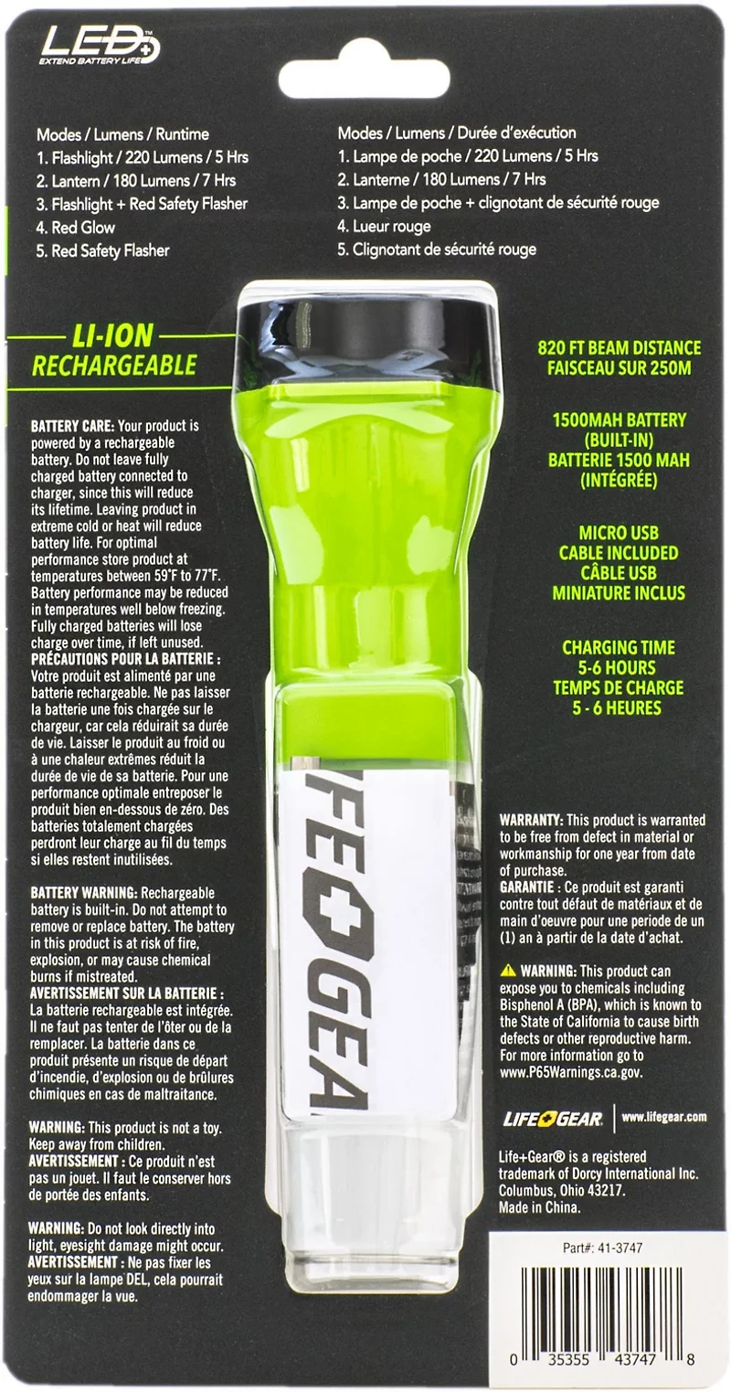 Life Gear USB Rechargeable Adventure Power Light