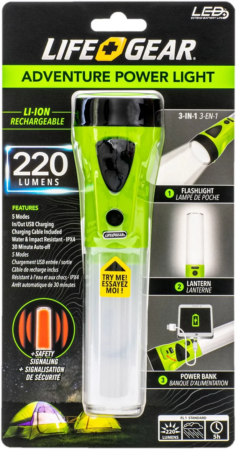 Life Gear USB Rechargeable Adventure Power Light