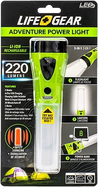 Life Gear USB Rechargeable Adventure Power Light