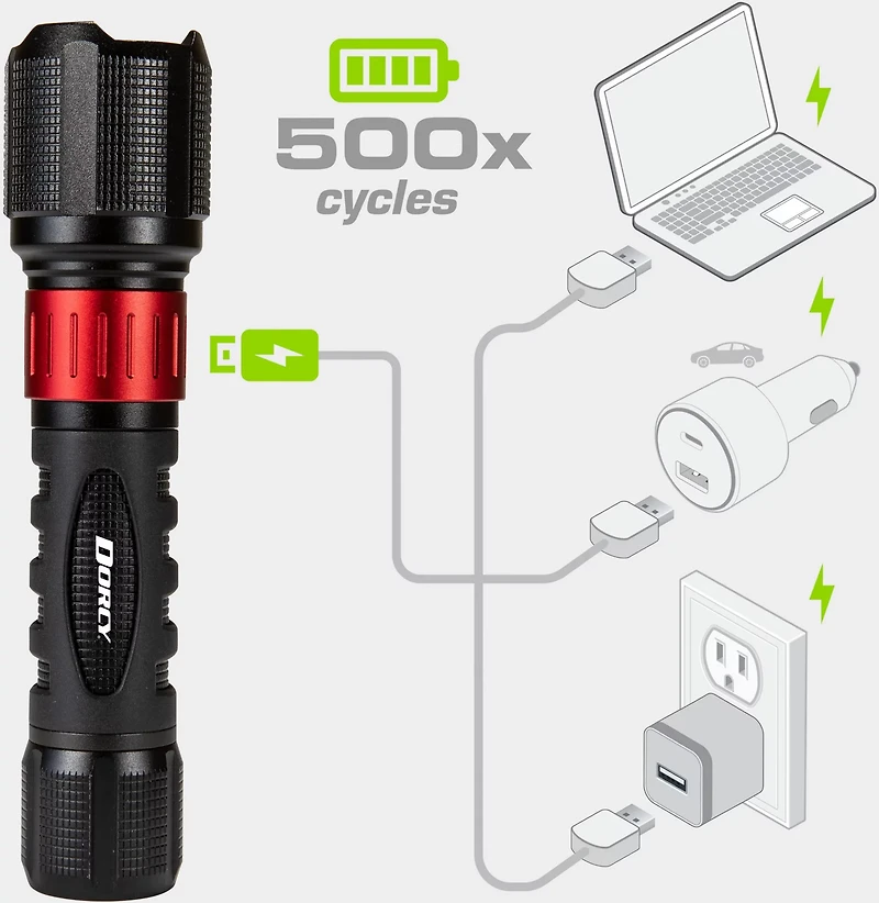 Dorcy 2000 Lumen LED Aluminum Rechargeable Flashlight
