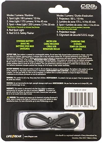 Life Gear USB Rechargeable Clip Light Flashlight