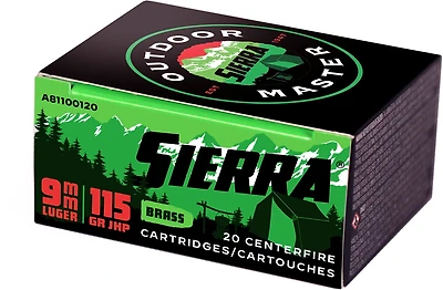 Sierra Outdoor Master 9mm Luger Brass Cartridges - 20 Rounds