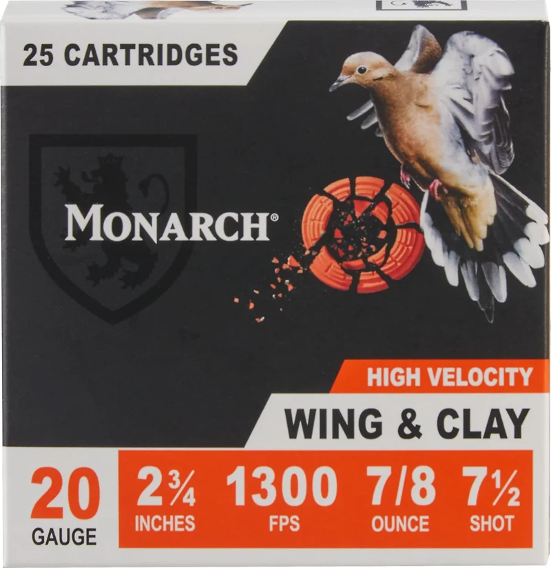 Monarch Wing & Clay 20 Gauge 7/8 oz Shotshells - 25 Rounds