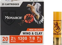 Monarch Wing & Clay 20 Gauge 7/8 oz Shotshells - 25 Rounds