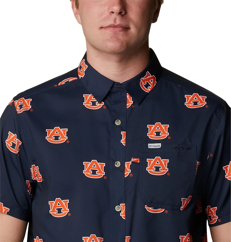Columbia Sportswear Men's Auburn University CLG Super Slack Tide™ Logo Print Shirt