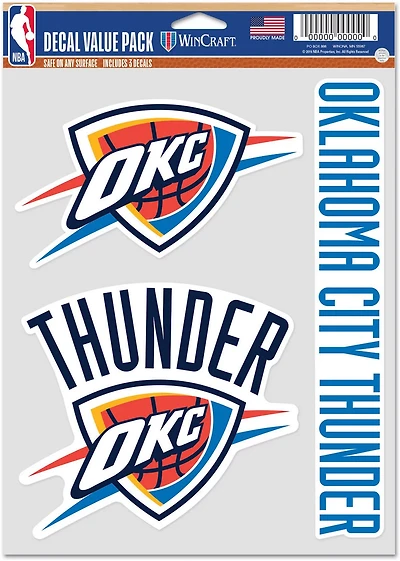 WinCraft Oklahoma City Thunder Fan Decals 3-Pack