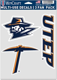 WinCraft University of Texas at El Paso Fan Decal 3-Pack