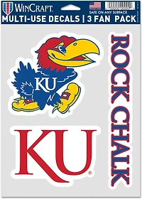 WinCraft University of Kansas Fan Decals 3-Pack