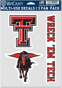 WinCraft Texas Tech University Fan Decals 3-Pack