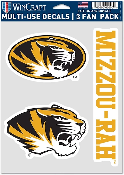 WinCraft University of Missouri Fan Decal 3-Pack