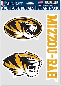 WinCraft University of Missouri Fan Decal 3-Pack