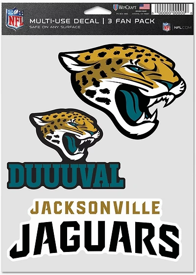WinCraft Jacksonville Jaguars Fan Decals 3-Pack