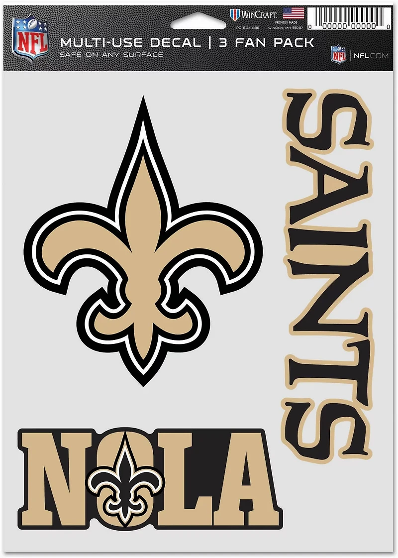 WinCraft New Orleans Saints Fan Decals 3-Pack