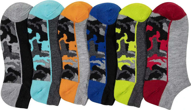 BCG Boys’ Super Soft Multi Camo No Show Socks 6 Pack