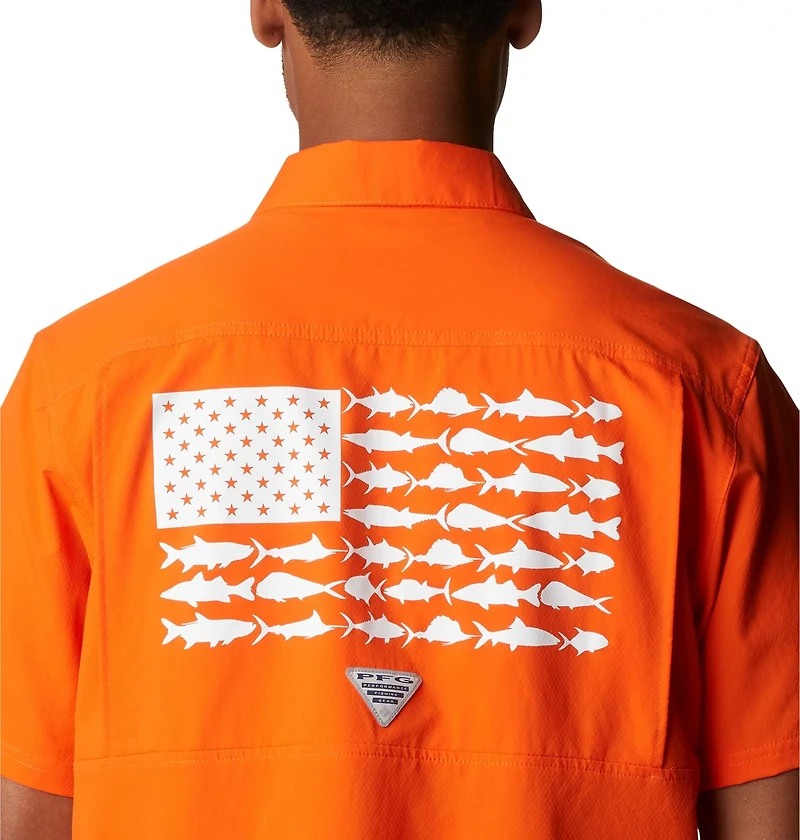 Columbia Sportswear Men's Clemson University Slack Tide Flag Camp Button Down Shirt