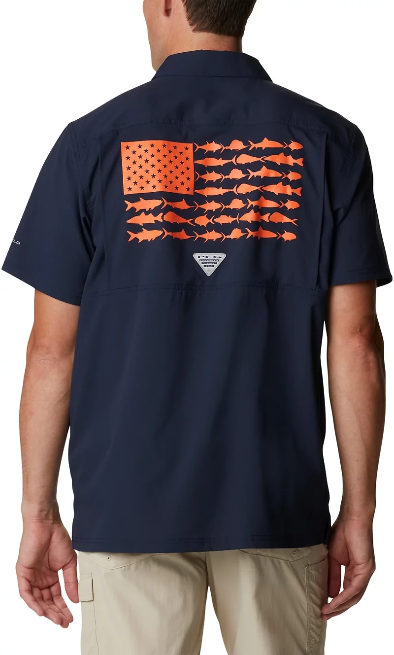 Columbia Sportswear Men's Auburn University Slack Tide Flag Camp Button Down Shirt