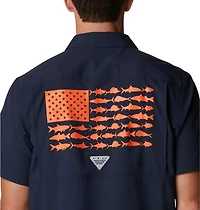 Columbia Sportswear Men's Auburn University Slack Tide Flag Camp Button Down Shirt