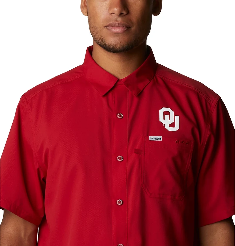 Columbia Sportswear Men's University of Oklahoma Slack Tide Flag Camp Button Down Shirt