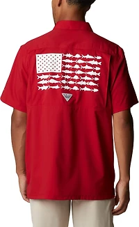 Columbia Sportswear Men's University of Oklahoma Slack Tide Flag Camp Button Down Shirt