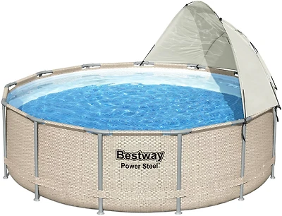 Bestway Power Steel 13 ft x 42 in Round Canopy Pool Set