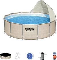 Bestway Power Steel 13 ft x 42 in Round Canopy Pool Set