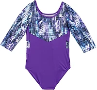 Rainbeau Moves Girls' Seismic Waves 3/4 Sleeve Mesh Leotard