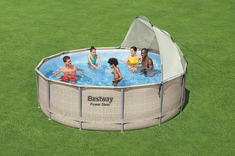 Bestway Power Steel 13 ft x 42 in Round Canopy Pool Set