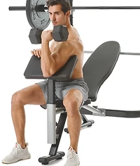 PRCTZ Adjustable Weight Bench with Olympic Squat Rack, Arm and Leg Developer, and Preacher Pad