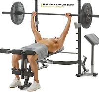 PRCTZ Adjustable Weight Bench with Olympic Squat Rack, Arm and Leg Developer, and Preacher Pad