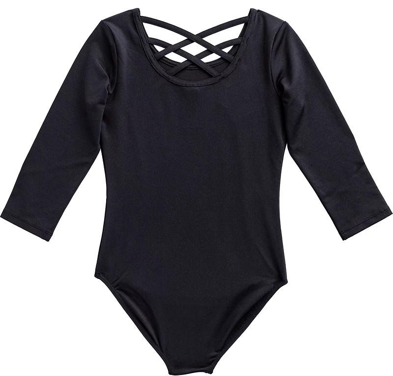 Rainbeau Moves Girls' Criss Cross Strap 3/4 Sleeve Leotard