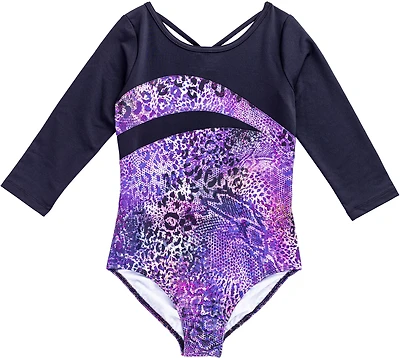 Rainbeau Moves Girls' Wild Animal Loop Back 3/4 Sleeve Leotard