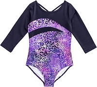Rainbeau Moves Girls' Wild Animal Loop Back 3/4 Sleeve Leotard