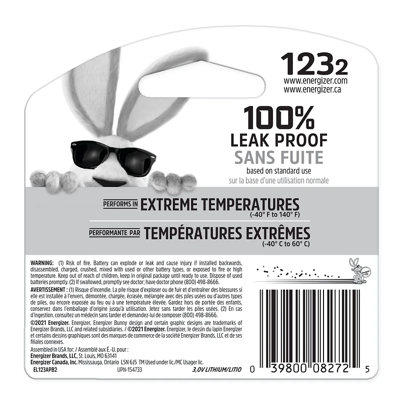 Energizer® 123 3V Lithium Batteries 2-Pack