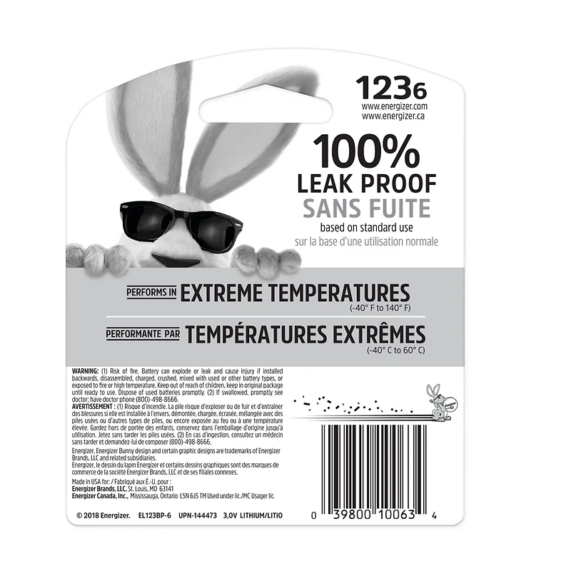 Energizer® CR123 Lithium Batteries 6-Pack