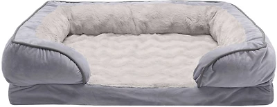 FurHaven Perfect Comfort Velvet Waves Large Sofa Pet Bed