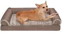 FurHaven Orthopedic Luxe Fur and Linen Medium Sofa Pet Bed