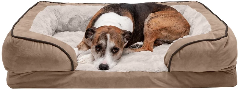 FurHaven Perfect Comfort Velvet Waves Large Sofa Pet Bed