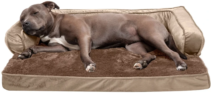 FurHaven Plush Velvet Comfy Couch Orthopedic Large Sofa Pet Bed