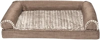 FurHaven Orthopedic Luxe Fur and Linen Medium Sofa Pet Bed