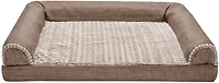 FurHaven Orthopedic Luxe Fur and Linen Large Sofa Pet Bed