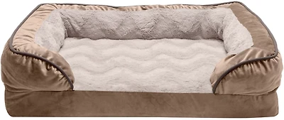 FurHaven Perfect Comfort Velvet Waves Sofa Pet Bed